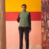 Green High-neck Sleeveless Jacket for Women