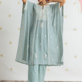 Amaira Celeste Blue Embroidered Kaftan Set
