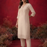 Ivory Embroidered Chanderi Festive Co-Ord Set