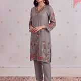 Aayat Silver Grey Embroidered Kurta Set