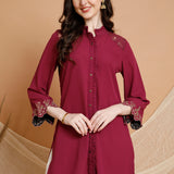 Solid Embroidered Straight Tunic Shirt