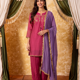Vritika Persian Pink Embroidered Suit Set