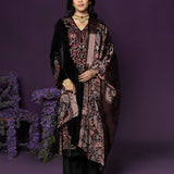 Navya Black Embroidered Velvet Suit Set with Brasso Dupatta