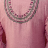 Albeli Baby Pink Embroidered A-line Suit Set with Dupatta