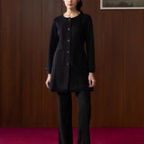 Eirene Black Monochrome Wool Coat