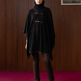 Elowen Black Wool Cape