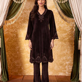 Yashvi Cocoa Brown Embroidered Velvet Kurta Set