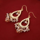 Salmon Pink Diya Oval Bead Earrings