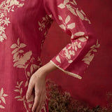 Fuchsia Printed Cotton Blend Relaxed Co-ord Set