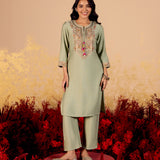 Anaya Sage Green Embroidered Kurta Set