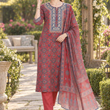 Viscose Rayon Printed Kurta Trouser Dupatta Set