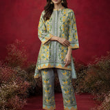 Saina Dove Beige Printed Remi Linen Co-ord Set for Women