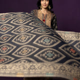 Kasturi Blue Printed Jamawar Suit Set with Dupatta