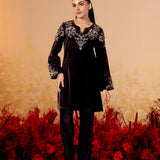 Siya Coffee Brown Embroidered Velvet Corduroy Co Ord Set