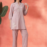 Cotton Blend Embroidered Co-Ord Set