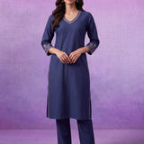 Anika Indigo Blue Embroidered Kurta Set