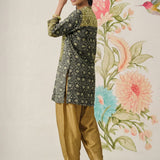Yusra Navy Printed Shantoon Kurta