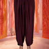 Wine Satin Relaxed Fit Salwar