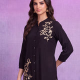 Zoya Black Embroidered Top