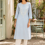 Pure Cotton Floral Yoke Kurta Palazzo Set