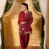 Vaara Kalini Maroon Embroidered Suit Set with Dupatta