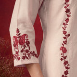Ivory Embroidered Cotton Blend Everyday Kurta Set
