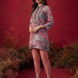 Light Pink All Over Printed Shantoon A-Line Kurti