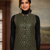 Alba Green Sleeveless Puffer Jacket