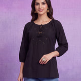 Aisha Black Embroidered Top