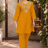 Pure Cotton Embroidered Kurta with Palazzo Set