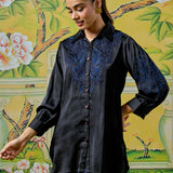 Zaria Midnight Black Embroidered Shirt