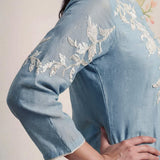 Intira Blue Embroidered A-line Kurta