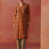 Maysa Mustard Embroidered Chiffon Co-ord Set for Women