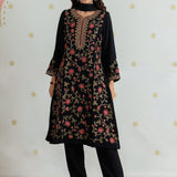 Aafreen Coal Black Aari & Zari Embroidered Panelled Suit Set