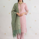 Aafiya Powder Pink Embroidered Suit Set