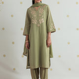 Aaravi Pastel Green Foil Applique Embroidered Suit Set