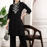 Cotton Linen Embroidered Tunic Trouser Co-Ord Set
