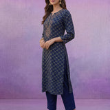 Blue All Over Printed Kurta Set with Dori Embroider