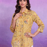 Viscose Rayon Yellow Floral Print Kurti