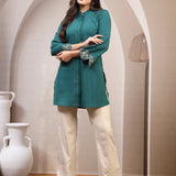 Solid Embroidered Straight Tunic Shirt