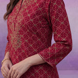 Red All Over Printed Kurta Set with Dori Embroider