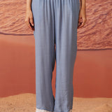 Iris Light Blue Embroidered Rayon Co-ord Set for Women