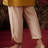 Yellow Brown A-Line Resham Co-ord Set