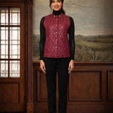 Alba Maroon Sleeveless Puffer Jacket