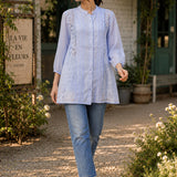Embroidered Mandarin Collar Georgette Top
