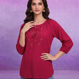 Aisha Red Embroidered Top
