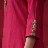 Fuchsia Solid Cotton Straight Co-Ord Set