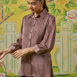 Zaria Milk Chocolate Embroidered Shirt