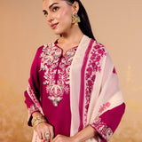 Samaira Electric Fuchsia Embroidered Suit Set
