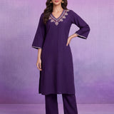 Amaira Purple Embroidered Kurta Set